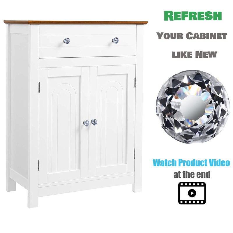 DeELF Outlet 26 pcs Glass Cabinet Knobs Crystal Drawer Pulls Clear 30 mm Diamond for Kitchen, Bathroom Cabinet, Dresser and Cupboard by DeElf - Image 2